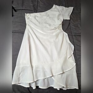 She + Sky White One Shoulder Dress